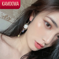 KAMIXIWA奶油玫瑰画框 法式宫廷复古仙女不对称小众气质耳环耳夹耳坠