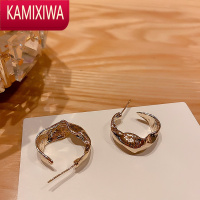 KAMIXIWA不规则耳圈耳坠韩国气质网红金色耳环2021年新款潮冷淡风耳饰女夏