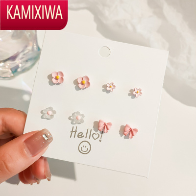 KAMIXIWA银针耳钉女新款2021年粉色套装小巧精致可爱ins风简约百搭耳饰