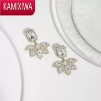 KAMIXIWA呼呼推荐]浪漫枫叶满钻ins气质皓石镶钻银针时尚耳饰