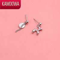 KAMIXIWA银气球狗不对称耳钉女日韩简约设计感小巧耳环ins甜酷小众耳饰