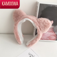 KAMIXIWA毛绒猫耳朵洗漱洗脸发箍女可爱头套宽边毛毛头箍发捆发卡发带头饰