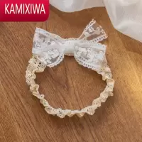 KAMIXIWA韩版儿童发饰婴儿发带蝴蝶结宝宝头饰周岁拍照头花公主白色蕾丝