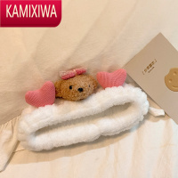 KAMIXIWA可爱小熊发箍立体卡通毛绒玩偶发带女粉色洗脸束发带宽边专用发饰