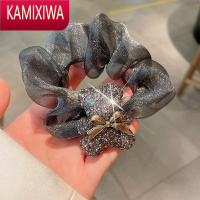 KAMIXIWA小熊水钻头绳女2022年新款大肠发圈高级感发绳皮筋女扎头马尾发饰