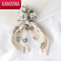 KAMIXIWA低马尾发饰2022新款潮网纱蝴蝶结大肠发圈字母薄款珍珠头绳发绳夏