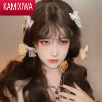 KAMIXIWA可爱日系白色蕾丝小蝴蝶结发夹女夏侧边夹子头饰边夹仙气对夹发卡