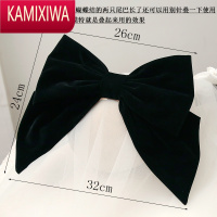 KAMIXIWA日韩礼服头饰黑色绒布大蝴蝶结发夹顶夹饰简约造型显脸小复古造型