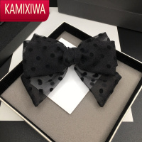 KAMIXIWA网纱波点蝴蝶结发夹黑色淑雅气质横夹顶夹后脑勺弹簧夹头饰女