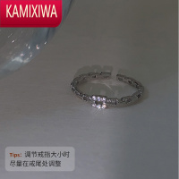 KAMIXIWA闪钻链条戒指女轻奢冷淡风ins潮网红高级感几何开口指环