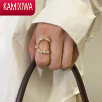 KAMIXIWA设计师渐变月牙满钻戒指女 复古气质夸张网红指环欧美法式食指戒