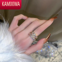 KAMIXIWA精致锆石网红戒指女ins潮轻奢小众设计高级感食指戒开口可调指环