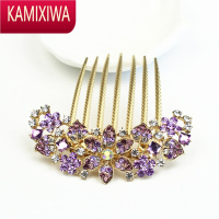 KAMIXIWA大号合金插梳发梳七齿头饰古典复古发簪发叉镶钻饰品新娘发夹发卡