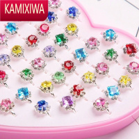 KAMIXIWA一盒钻戒24颗彩钻]儿童戒指女小女孩幼儿园可爱饰品玩具网红礼