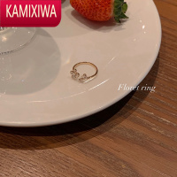 KAMIXIWA温柔气质花朵戒指女精致珍珠锆石韩国网红时尚个性开口食指戒指环