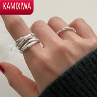 KAMIXIWA日韩戒指网红INS不规则高光线条交叉戒指指环首饰时尚