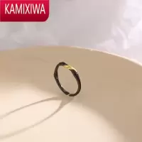 KAMIXIWA墨竹金叶戒指女ins潮时尚个性网红简约闺蜜开口食指戒