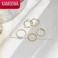 KAMIXIWA日韩简约波浪形组合珍珠戒指女ins潮时尚个性小众设计网红尾戒女