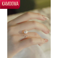 KAMIXIWA戒指]淡水珍珠T字开口戒指女小众设计冷淡风食指戒高级感