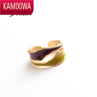 KAMIXIWA/珐琅滴釉简约开口戒指女设计小众素戒ins潮高级冷淡风^显白