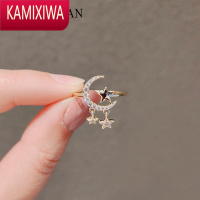 KAMIXIWA日系轻奢星月戒指女潮韩国开口戒气质食指戒小众设计