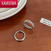 KAMIXIWA日式麻花链条素圈开口可调节戒指轻奢小众设计冷淡风时尚个性女