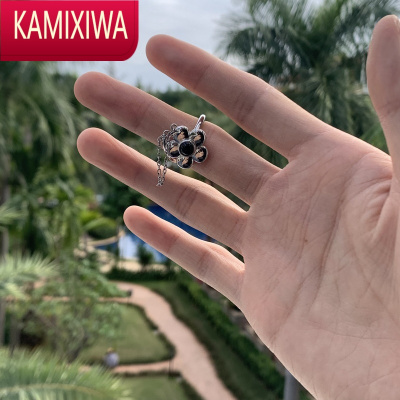 KAMIXIWA理商店NANA/韩版ins小众金属花花链条甜酷简约风复古开口戒指环