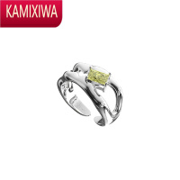KAMIXIWA刘耀文橄榄石戒指女设计小众高级时尚个性开口食指戒