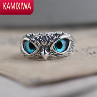 KAMIXIWA猫头鹰戒指复古银饰银指环女小众潮个性男士首饰情侣饰品