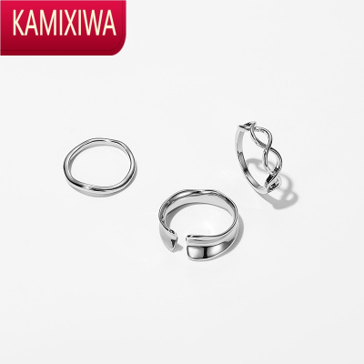 KAMIXIWA不规则戒指女小众设计简约时尚个性冷淡风食指戒子三件套