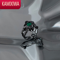 KAMIXIWA酷感十足~不规则花朵锆石开口戒指女时尚个性ins小众设计感指环