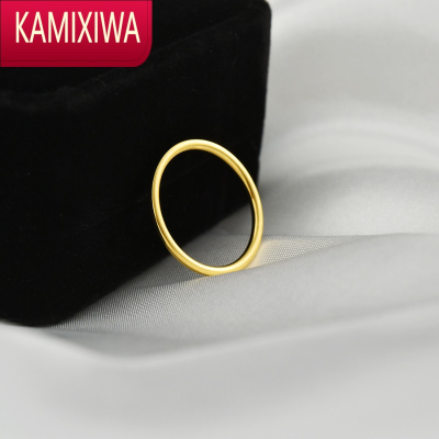 KAMIXIWA素圈小方形戒指女ins潮小众设计14k金时尚个性不掉色食指指环钛钢