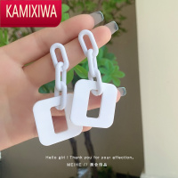 KAMIXIWA软糯糯奶白色系耳环~2022年新款潮极简ins风爱心几何拼接气质耳钉