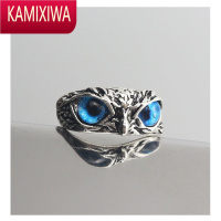 KAMIXIWA猫头鹰戒指男手工开口可调节情侣对戒小众设计潮食指轻奢复古指环