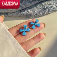 KAMIXIWA蓝色爱心花朵耳钉2021年新款潮酷小众设计感简约小巧耳环气质耳饰