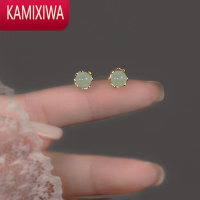 KAMIXIWA耳钉女耳环小众设计感阳绿仿和田玉小巧耳饰2022年新款潮