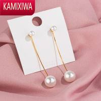KAMIXIWA戚薇珍珠耳环2022年新款潮网红耳坠女长款气质耳夹无耳洞耳饰
