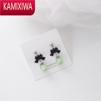 KAMIXIWA薄荷绿色森系耳环几何长款珍珠流苏原木花朵耳钉牛油果绿水晶耳坠