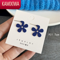 KAMIXIWA时髦冷淡风克莱因蓝色耳钉气质耳环女ins高级感方形圆形韩国耳饰