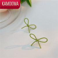 KAMIXIWAS银针绿茶色系耳环~小清新牛油果色夏季ins少女蝴蝶结耳饰耳钉