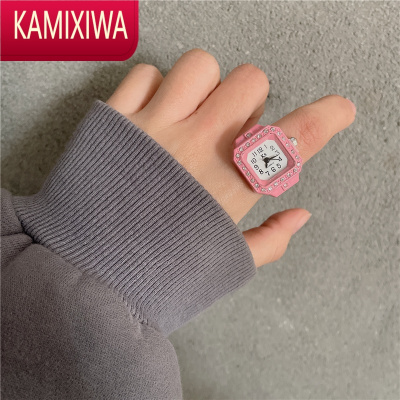 KAMIXIWA简约时尚朋克手表戒指百搭小众情侣手指表迷你时钟可爱创意电子表
