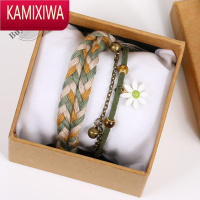 KAMIXIWAins小众设计手链文艺复古森系简约气质冷淡风女学生编织棉麻手绳