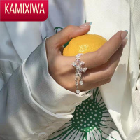 KAMIXIWA买2送1!SWINGSET日韩ins超火精致水晶编织猫眼吊坠设计戒指