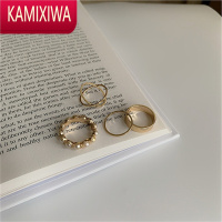 KAMIXIWAins韩国冷淡风金属珍珠戒指套装简约个性百搭指环几何潮款手饰