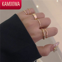 KAMIXIWA戒指6只装~小众设计感ins韩国高级感冷淡风金属指环女组合潮