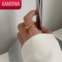 KAMIXIWADOUDOUSTORE小众创意金属线条打结戒指女ins潮轻奢开口食指关节戒