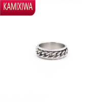 KAMIXIWA泰国百搭中性风转动旋转链条纹理男女情侣戒指戒指指环尾戒不褪色