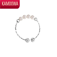KAMIXIWAs指环女珍珠食指戒指开口可调节素圈简约气质时尚个性小巧