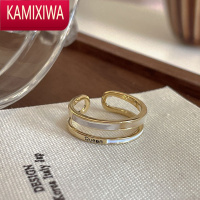 KAMIXIWA宫廷风S银七彩贝母戒指女复古时尚彩色滴釉开口指环文艺食指戒