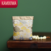 KAMIXIWA弹片口首饰袋织锦缎文玩珠宝饰品收纳布袋子钱包银行卡包装袋